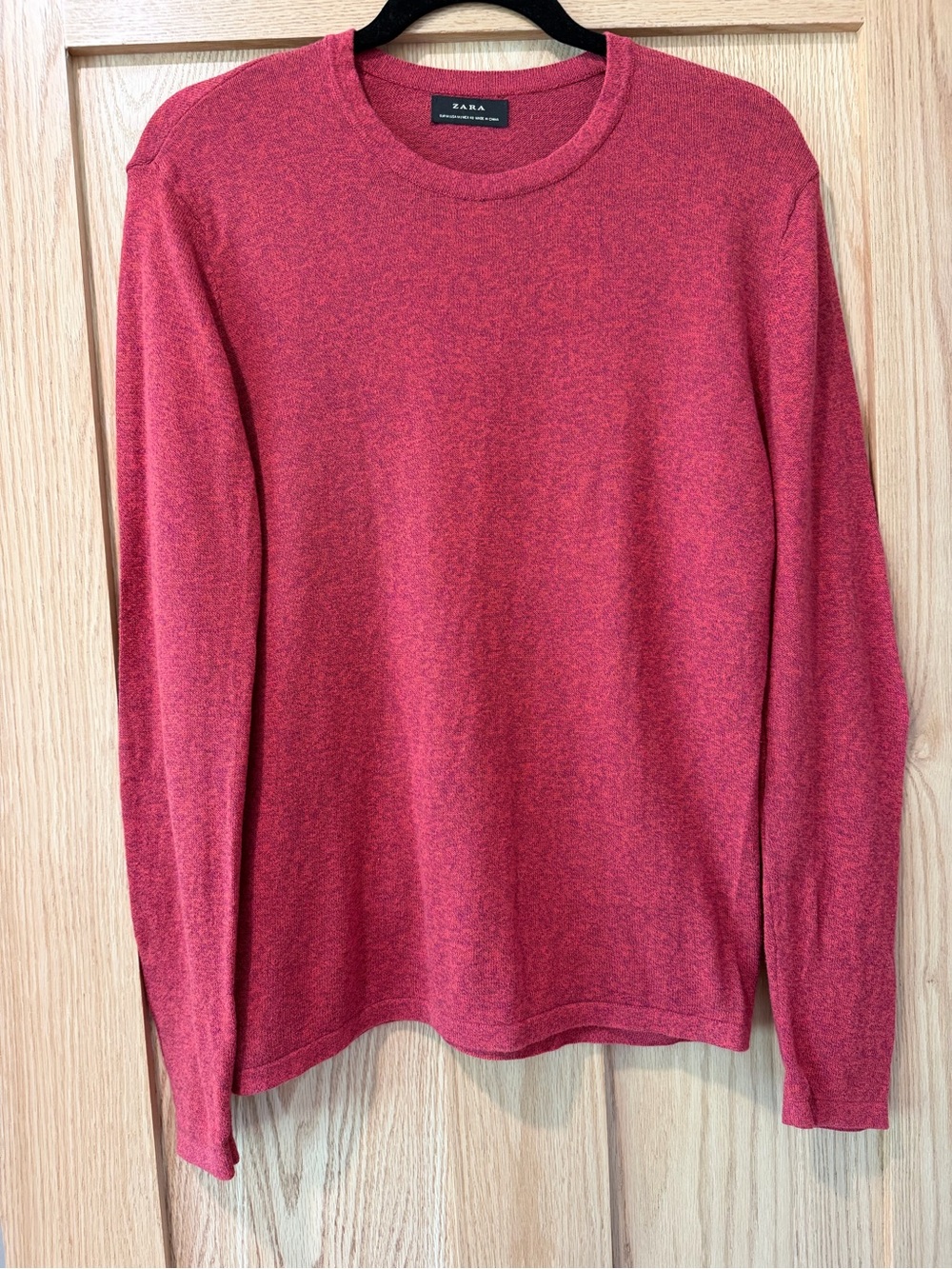 Zara Men’s Heathered Red Crewneck Sweater
